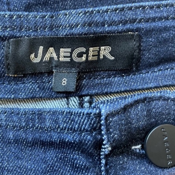 Jaeger Dark Wash Denim Button Front Midi Skirt UK 8 US Size 6 High Waist - Picture 7 of 8